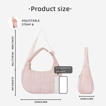 Green Trendy Nylon Puffer Shoulder Bag for Women – shape and profile