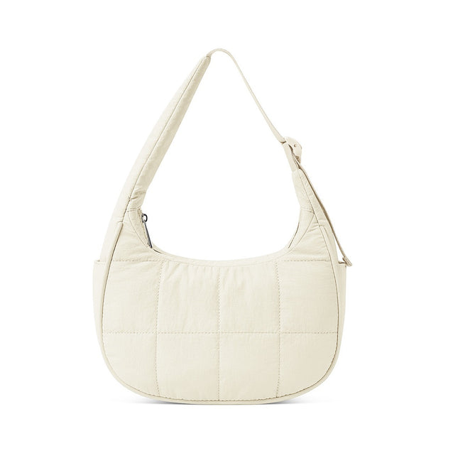 Beige Trendy Nylon Puffer Shoulder Bag for Women