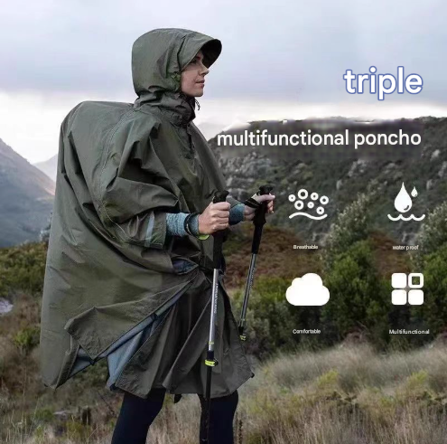 Yellow 3-in-1 Waterproof Rain Poncho – product detail