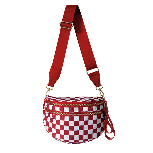 Red Checkered Trendy Sling Bag
