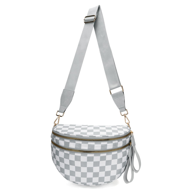 Light Grey Checkered Trendy Sling Bag
