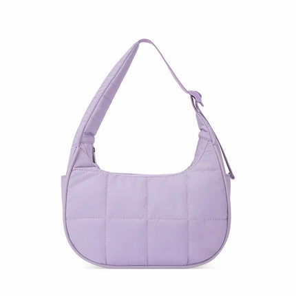 Purple Trendy Nylon Puffer Shoulder Bag for Women