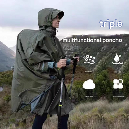 Pink 3-in-1 Waterproof Rain Poncho - Lightweight Hooded Raincoat, Ground Tarp & Emergency Shelter for Hiking, Camping, and Outdoor Survival