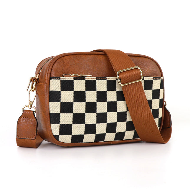 Tessellated Brown Chic Quilted Crossbody Bag