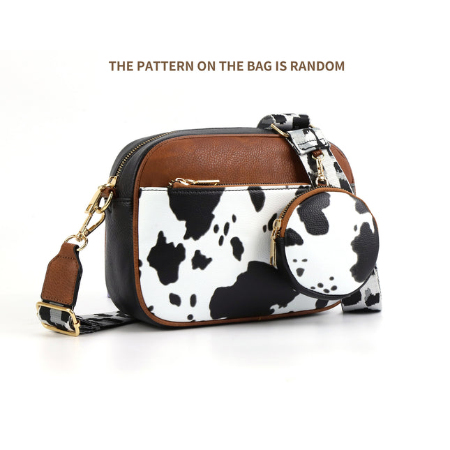 Cow black Brown Chic Quilted Crossbody Bag