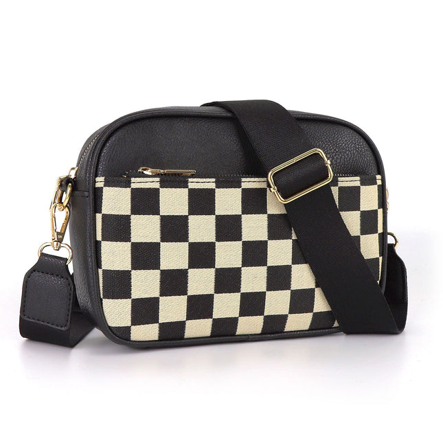 Tessellated Black Chic Quilted Crossbody Bag
