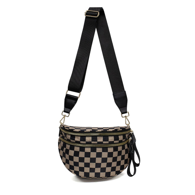 Black-brown Checkered Trendy Sling Bag