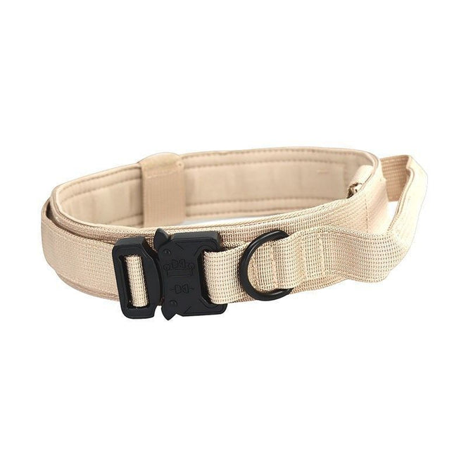 L Khaki Tactical Dog Collar