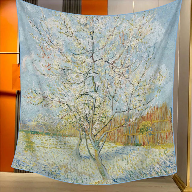 Peach Tree in Bloom Elegant Artistry Shawl