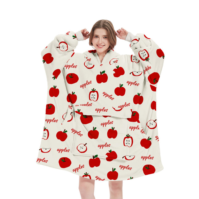 Apple Pattern Oversized Wearable Blanket Hoodie