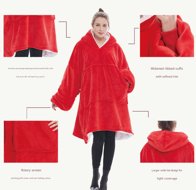 Apple Pattern Oversized Wearable Blanket Hoodie – product detail