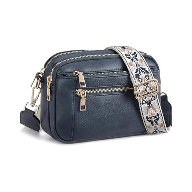 Double Zipper Blue Chic Quilted Crossbody Bag