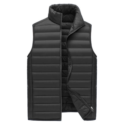 XXXXL Black Men's Lightweight Puffer Vest - Stand Collar Quilted Sleeveless Jacket for Winter