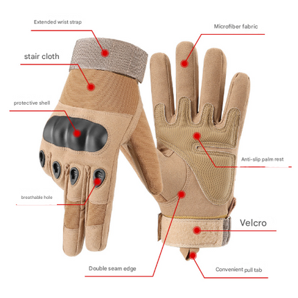 L Black Hard Knuckle Tactical Gloves - Full-Finger Protective Gear for Motorcycle, Cycling & Outdoor Sports