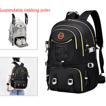 Black Stylish Large Capacity Backpack - Water-Resistant Oxford Rucksack for Travel, School & Daily Use