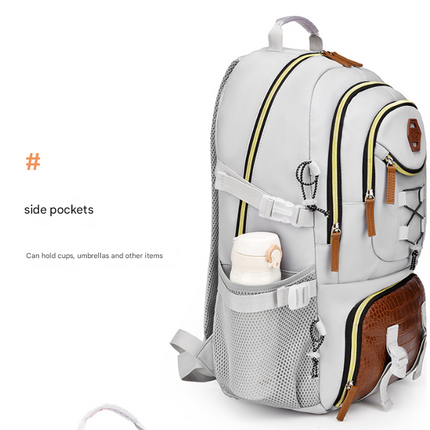 Black Stylish Large Capacity Backpack - Water-Resistant Oxford Rucksack for Travel, School & Daily Use