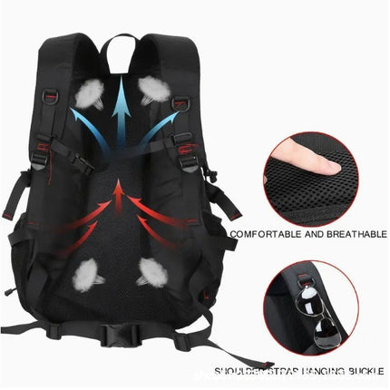 Grey 40L Large Capacity Travel Backpack - Water-Resistant Hiking Rucksack with USB Charging Port