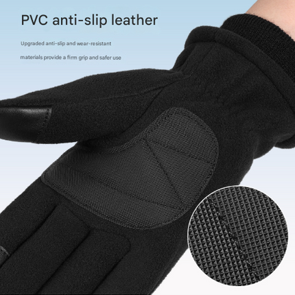 L Navy Blue Winter Fleece Touchscreen Gloves - Warm & Water-Repellent for Cycling & Outdoor Sports