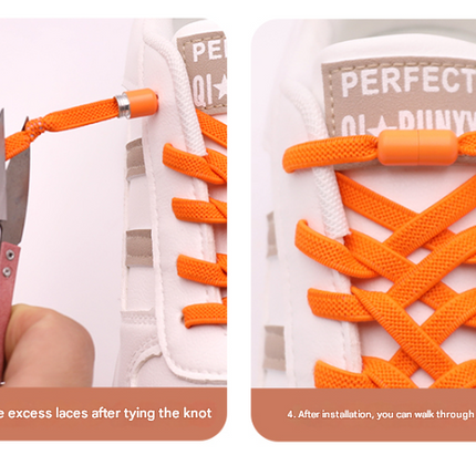 Blue No-Tie Elastic Shoelaces with Quick Lock System - Flat Tieless Laces for Kids and Adults