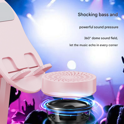 Black Magic Induction Speaker & Adjustable Phone Stand with RGB Lights