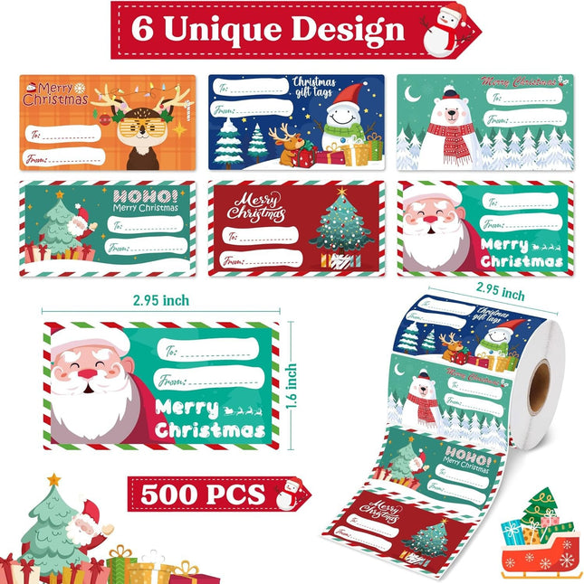 Set of 4 Christmas Gift Tag Sticker Rolls – product detail