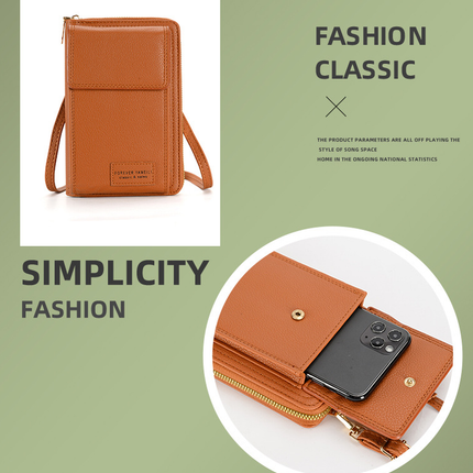 Brown Women's Crossbody Phone Bag Wallet Small PU Leather Shoulder Purse