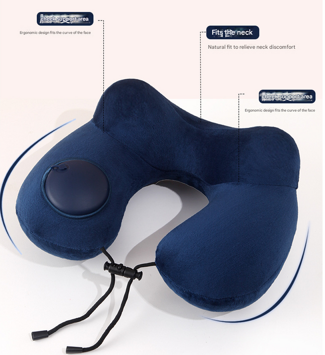 Pink Press-to-Inflate Travel Neck Pillow – product detail