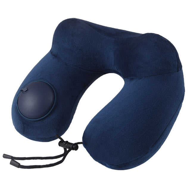 Nevy Blue Press-to-Inflate Travel Neck Pillow