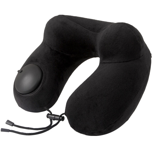 Black Press-to-Inflate Travel Neck Pillow