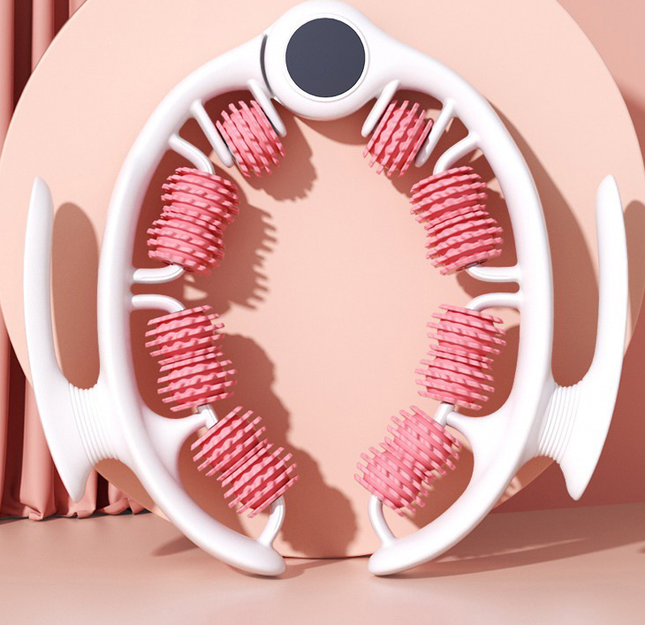 Pink Ergonomic U-Shape Leg Roller 360 Degree Massager for Muscle Relief Fitness Yoga V888-ELOSUNG33768