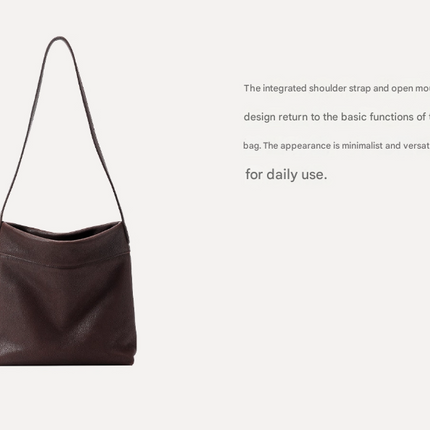 Coffee Minimalist Vintage-Style PU Leather Shoulder Bag Casual Commuter Tote