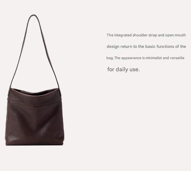 Black Minimalist Vintage-Style PU Leather Shoulder Bag Casual Commuter Tote – product detail
