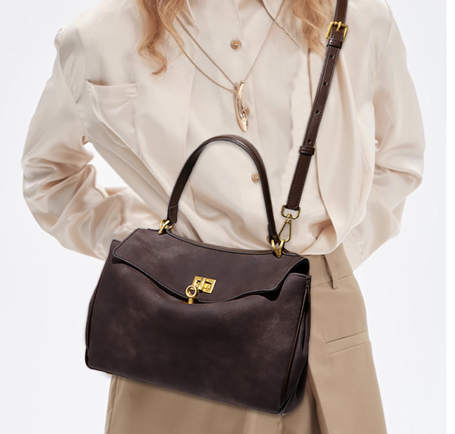 Grey Women's Vintage Suede Satchel Bag – product detail