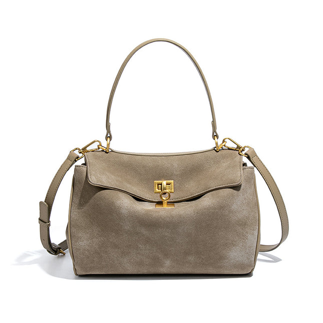 Beige Women's Vintage Suede Satchel Bag