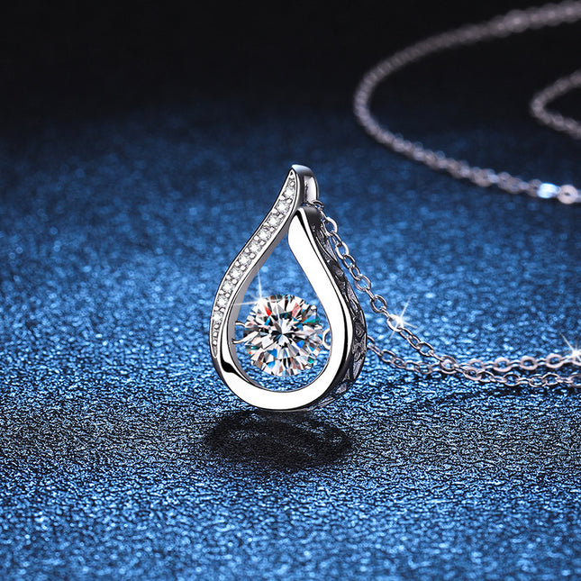 Dazzling Teardrop Dancing Moissanite Necklace S925 Sterling Silver Pendant – product detail