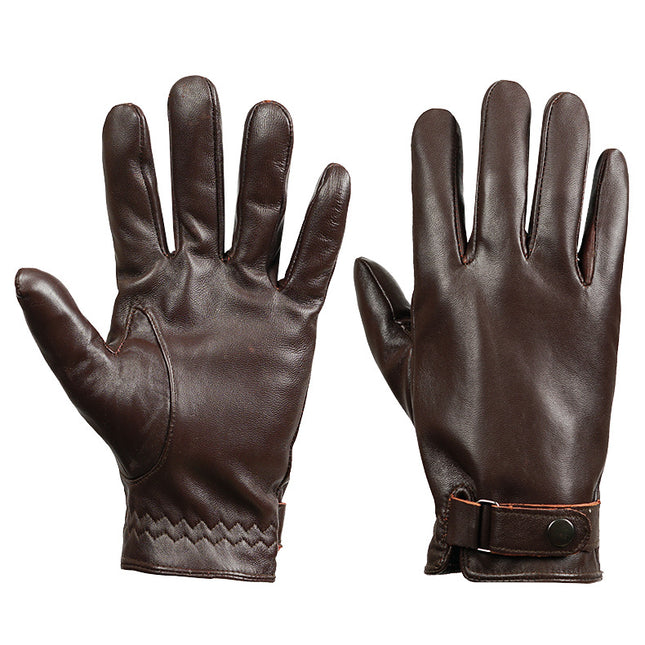 M Dark Brown Premium Men's Genuine Sheepskin Leather Driving & Cycling Gloves V888-ELOSUNG33787