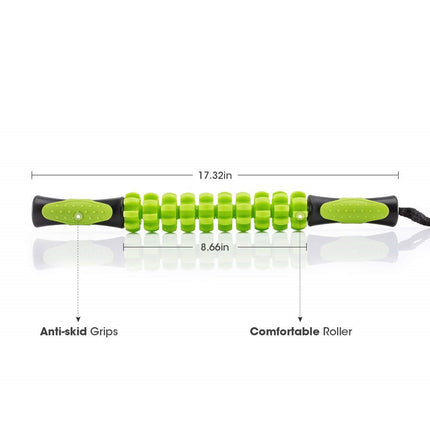 Green Deep Tissue Massage Roller Stick for Muscle Soreness & Recovery - Portable Fascia Release Tool
