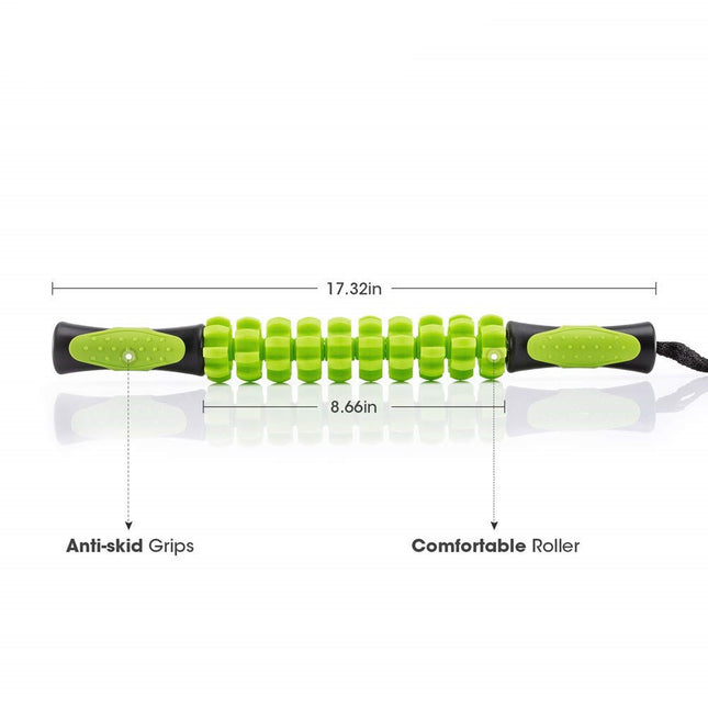 Green Deep Tissue Massage Roller Stick for Muscle Soreness & Recovery – product detail