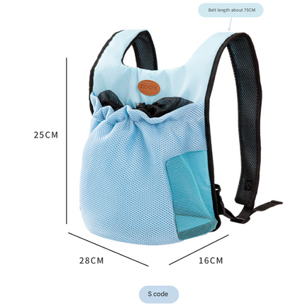 S Blue Hands-Free Pet Carrier Backpack for Small Dogs & Cats - Breathable Chest Pack for Outdoor Travel & Hiking