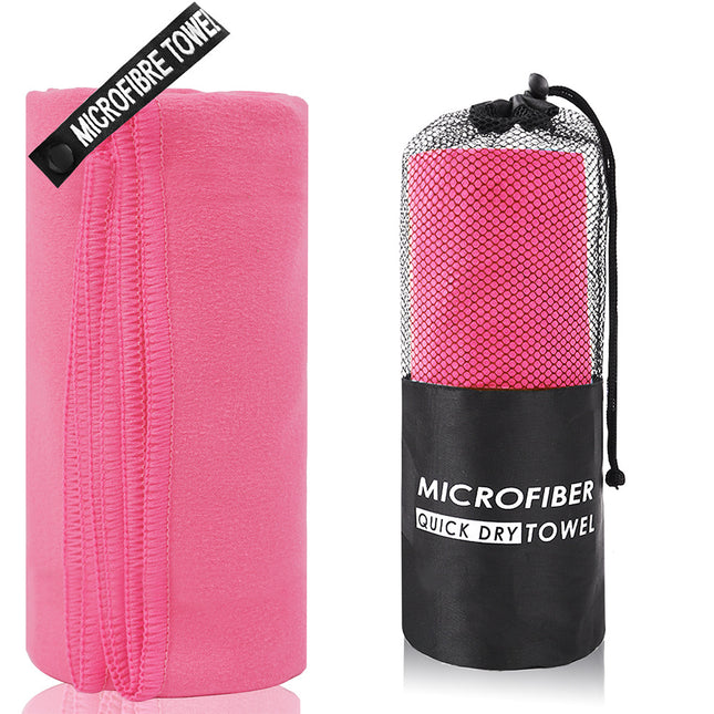2-Piece Rose Red Quick-Dry Microfiber Sports Towel with Travel Case