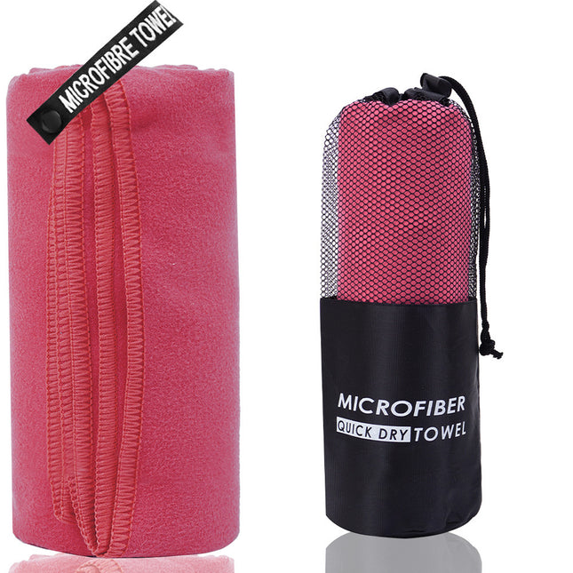2-Piece Cherry Red Quick-Dry Microfiber Sports Towel with Travel Case
