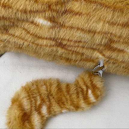 Grey Adorable Fluffy Cat Shoulder Bag - Cute Plush Kitten Novelty Handbag for Girls & Women