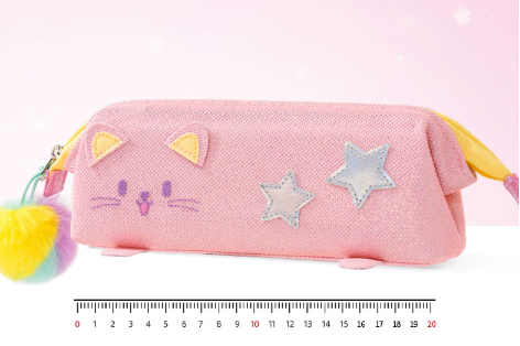 Pink Cute Cat Pencil Case for Girls