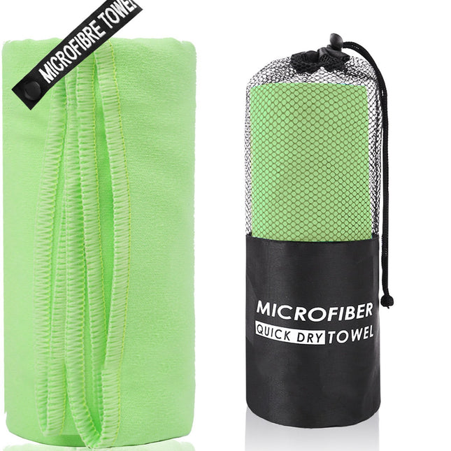 2-Piece Light Green Quick-Dry Microfiber Sports Towel with Travel Case