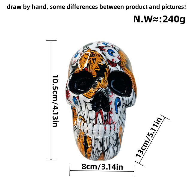 Small Yellow Colorful Floral Skull Statue