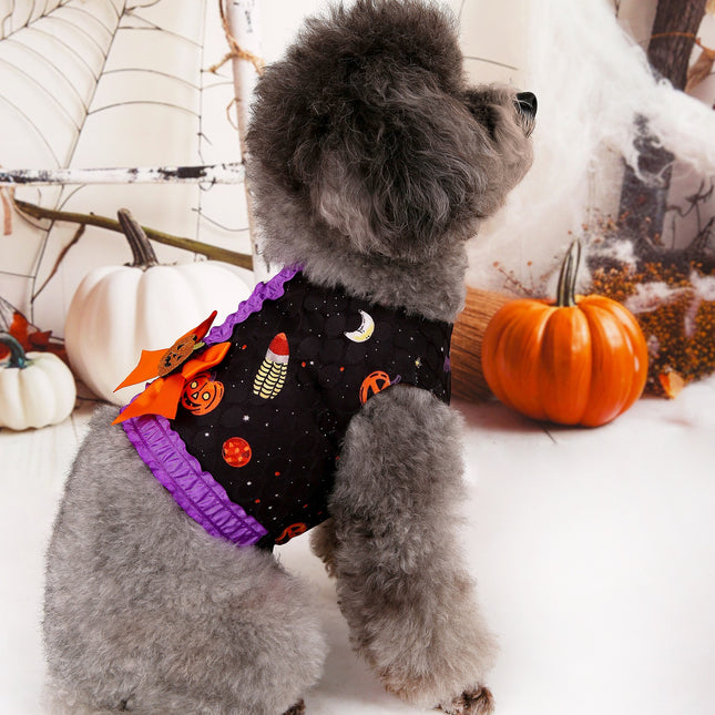 S Halloween Pumpkin Dog Harness Dress