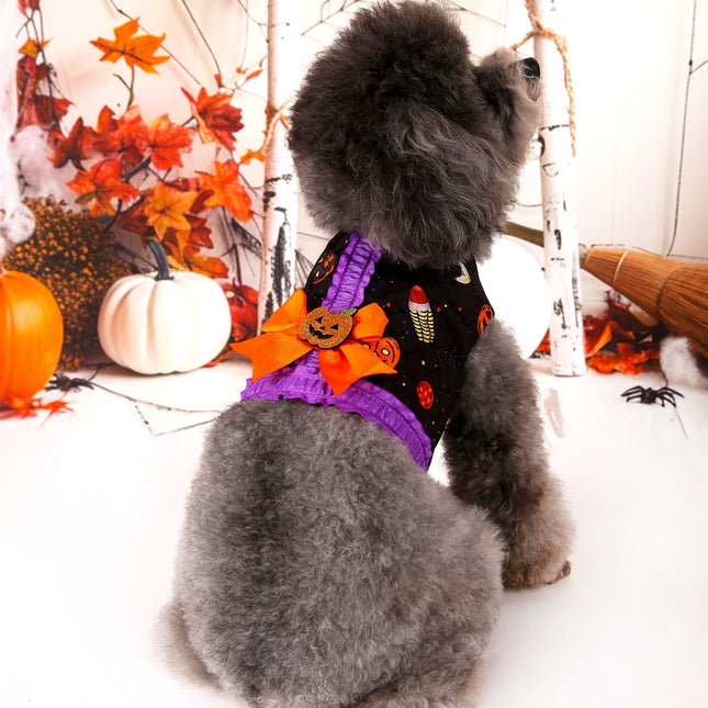 M Halloween Pumpkin Dog Harness Dress