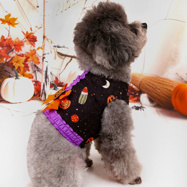 L Halloween Pumpkin Dog Harness Dress
