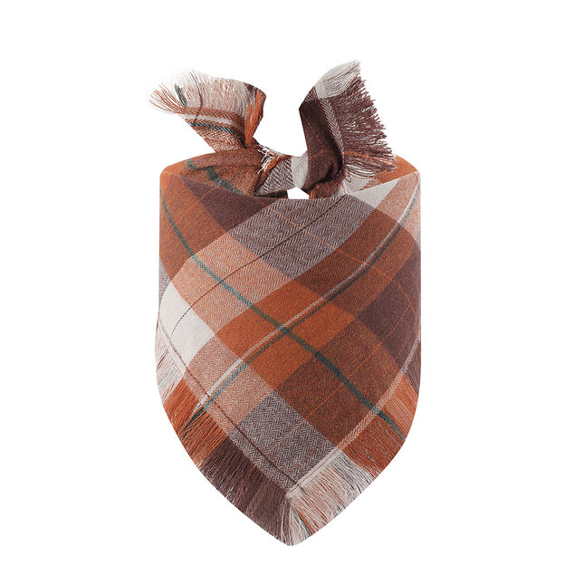 Brown S 55x38x38cm Thanksgiving Plaid Dog Bandana 2-Pack