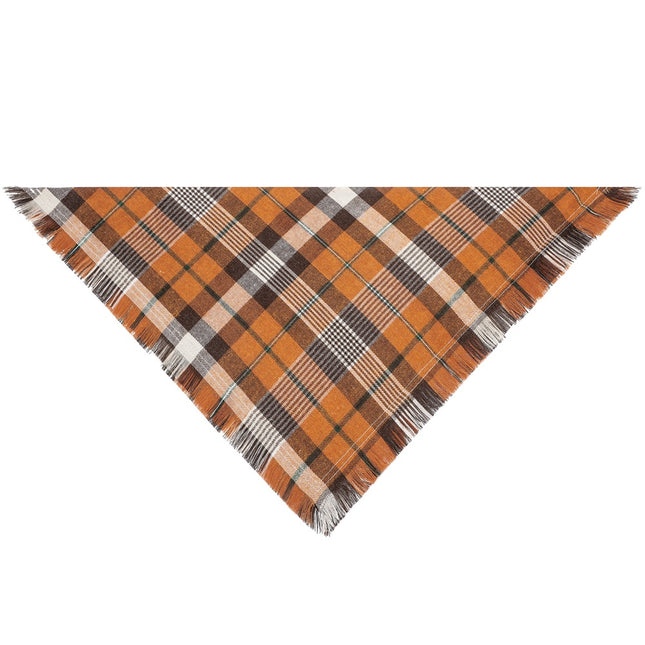 Orange Tartan S 55x38x38cm Thanksgiving Plaid Dog Bandana 2-Pack